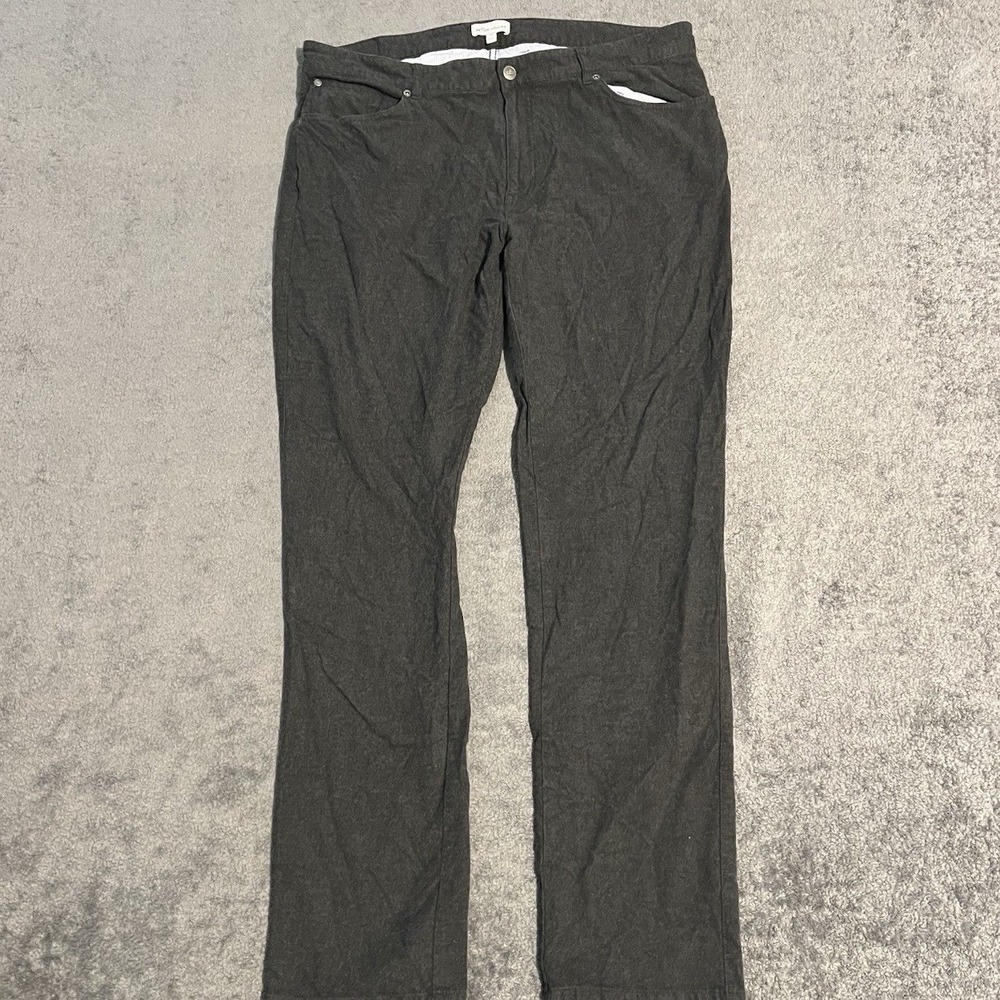 Peter Millar Mens Dress Flat Front Pants Charcoal Grey 38x32 Straight Leg